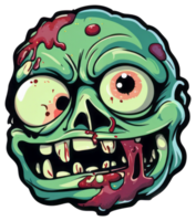 terrifiant zombi visage Halloween autocollant conception png