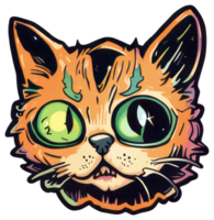 Creepy Cat Halloween Sticker Design png