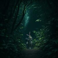 Rabbit walk on jungle photo