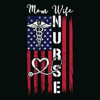 Funny American Flag Nurse Day Gift T-Shirt vector