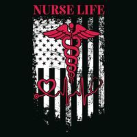 Funny American Flag Nurse Day Gift T-Shirt vector