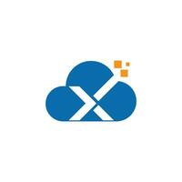 X cloud tech logo vector