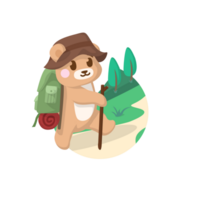 Sticker Little Bear Hiking Illustrations png