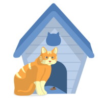 Cat Sit Down Near Cat Cave Illustration png