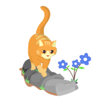 Cat Walking on Stone Illustration png