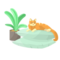 Katze entspannend auf Kissen Illustration png