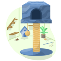 Cat Condo Tower Playground Scenery Illustration png