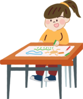 Cute kid paint drawings on canvas. Funny cartoon character for deculation. png