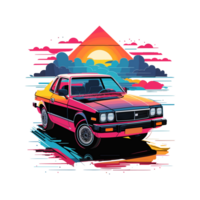Colorful car artwork illustration t-shirt design, transparent background, Street sketches, book cover, posters, Mug, Tshirt and other uses png