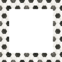 el modelo de un fútbol pelota. acuarela marco. negro y blanco diseño de hexágonos, sitio para texto. aislado. para fútbol americano club, deportivo bienes historias, póster y tarjeta postal diseño png