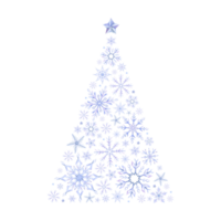 Snowflakes in the shape of a Christmas tree. Triangular shape filled with snowflakes. Snow, stars. Watercolor round composition. Isolated. For postcards, invitations, cards png