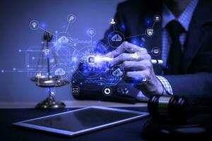 Businessman analytics Ai technology digital transformation change management, internet of things.new technology bigdata and business process strategy, cloud computing, smart industry.customer service. photo