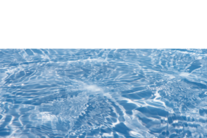 Blue water with ripples on the surface. Defocus blurred transparent blue colored clear calm water surface texture with splashes and bubbles. Water waves with shining pattern texture background. png