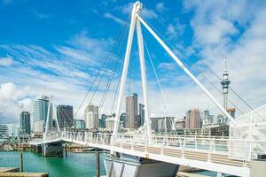 Auckland, New Zealand - September 22 2017 - The Wynyard Crossing is a new double bascule It connects the redeveloped Wynyard Quarter of Auckland. photo