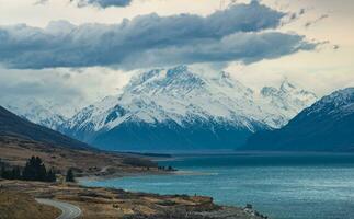 Landscape of Mount Cook in South Island, New Zealand view from Peter's lookout. photo