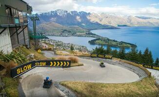 The skyline Queenstown Luge is one of the most famous activity on Queenstown skyline, New Zealand. Queenstown popular known for New Zealand's adventure capital. photo