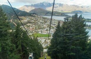 Scenery view of Queenstown skyline gondola to enjoy Queenstown's most spectacular views. At the top of Bob's Peak. photo