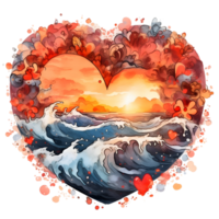 retro strand zonsondergang waterverf clip art png