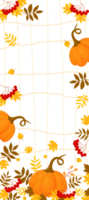 otoñal vertical bandera calabaza, serbal y otoño hojas png