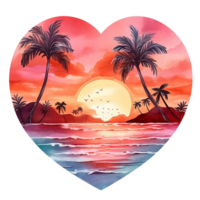 Retro Beach Sunset Watercolor clipart png