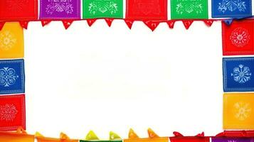 Hispanic heritage month background with mexican paper flags. Generative AI photo