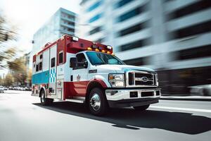 ambulancia, emergencia servicio. generativo ai foto