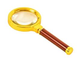 Retro magnifying glass, isolated on white background. photo