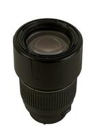Camera zoom objective lens, isolated on blank background. photo