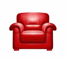 Red armchair isolated on white or transparent background cutout. Generative AI photo