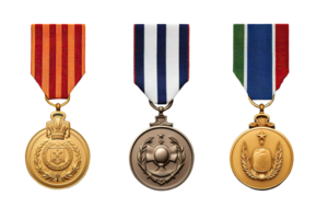 Medals isolated on white or transparent background cutout. Generative AI png