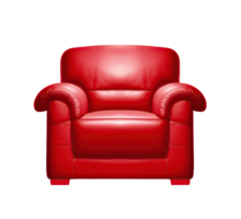 Red armchair isolated on white or transparent background cutout. Generative AI png