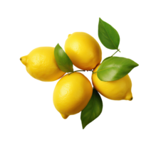 Lemons isolated on white or transparent background cutout. Generative AI png