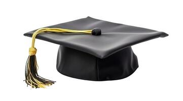 Student graduation cap isolated on white or transparent background cutout. Generative AI photo