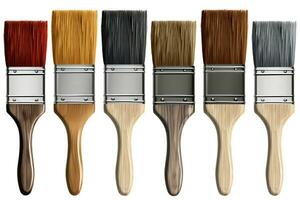 Paintbrushes isolated on white or transparent background cutout. Generative AI photo