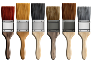 Paintbrushes isolated on white or transparent background cutout. Generative AI png