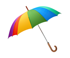Multicolor umbrella isolated on white or transparent background cutout. Generative AI png