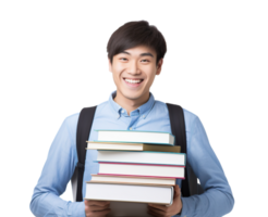 Asian university student isolated on white or transparent background cutout. Generative AI png