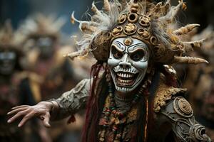 Arte cultura asiático bailando con mascarilla. generativo ai foto