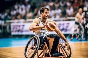 silla de ruedas baloncesto fósforo. generativo ai foto