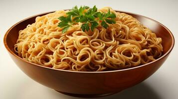 Asian noodle soup ramen on bowl. Generative AI photo