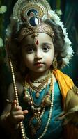 contento janmashtami el nacimiento de señor krishna ai generado foto