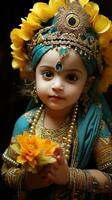 contento janmashtami el nacimiento de señor krishna ai generado foto