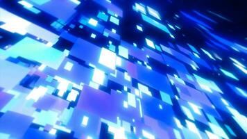 Blue energy squares and rectangles particles magic glowing hi-tech futuristic abstract background video