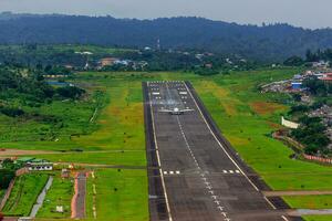 An Airstrip with a plane on it photo