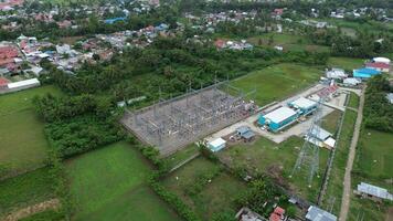 Aerial view of a high voltage substation photo