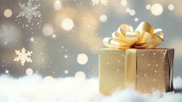 Christmas holiday background with gift box photo