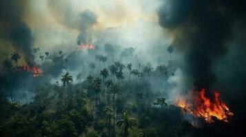 fuego en el tropical bosque foto