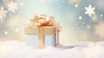 Christmas holiday background with gift box photo