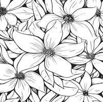 Covered page of flowers thin twisting lines vector