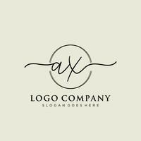 Initial AX feminine logo collections template. handwriting logo of initial signature, wedding, fashion, jewerly, boutique, floral and botanical with creative template for any company or business. vector